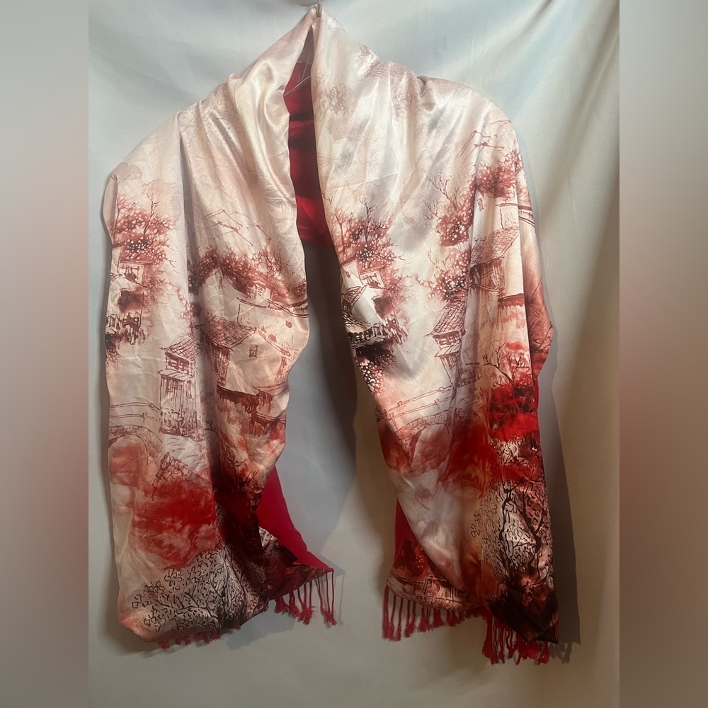 Story of Shanghai 100% Silk Scarf Gorgeous Asian Design